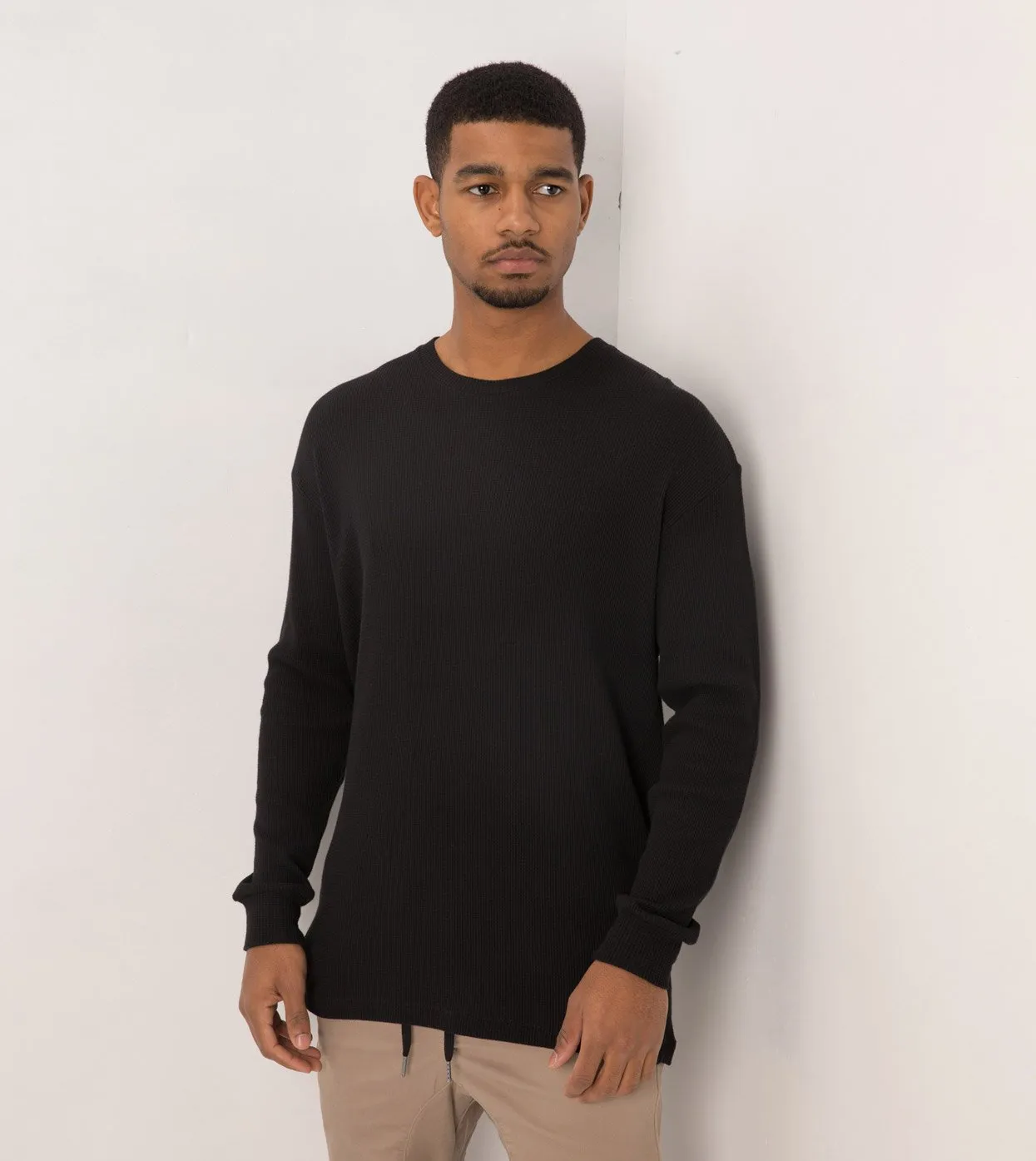 Waffle Rugger LS Tee Black