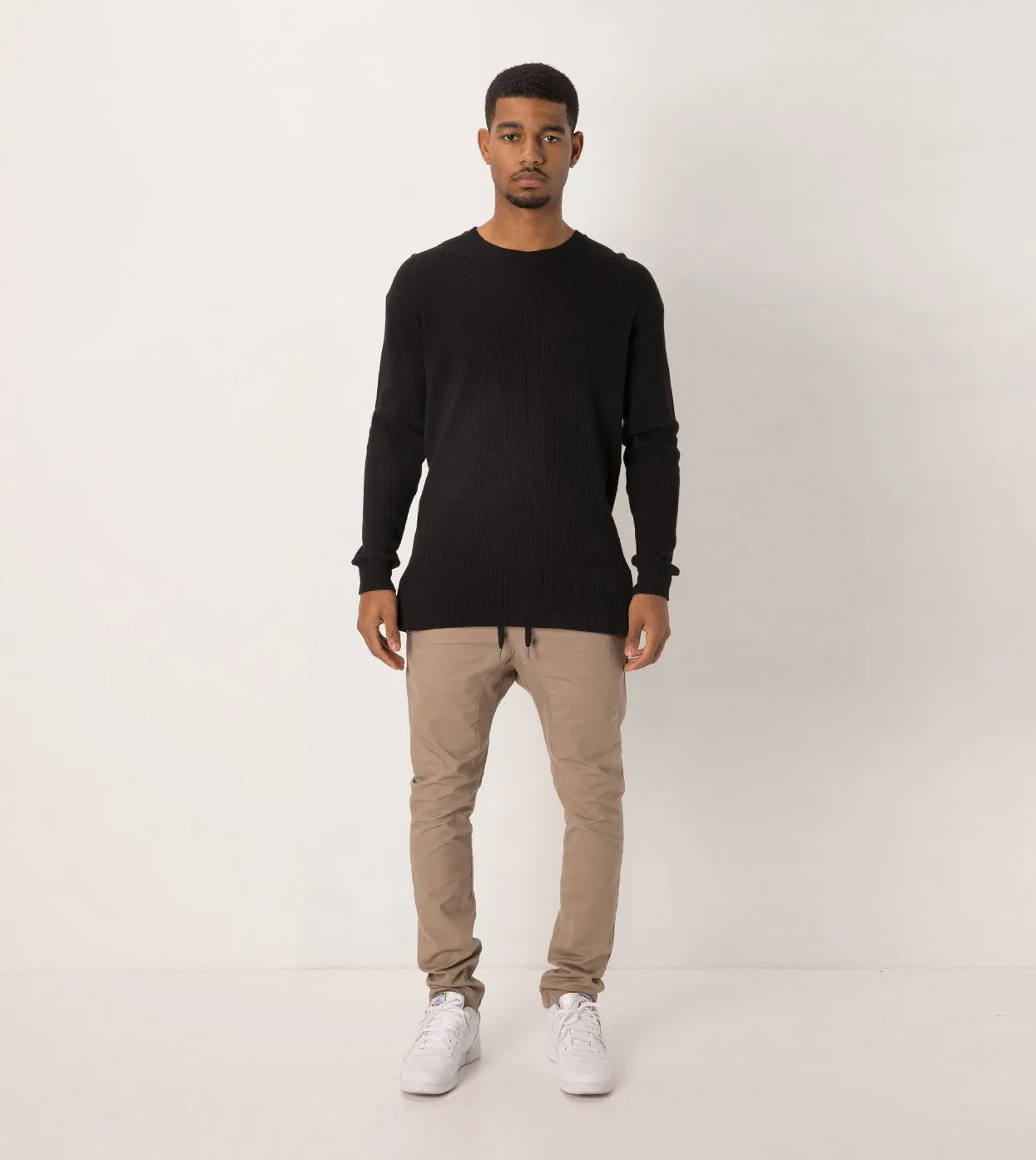 Waffle Rugger LS Tee Black