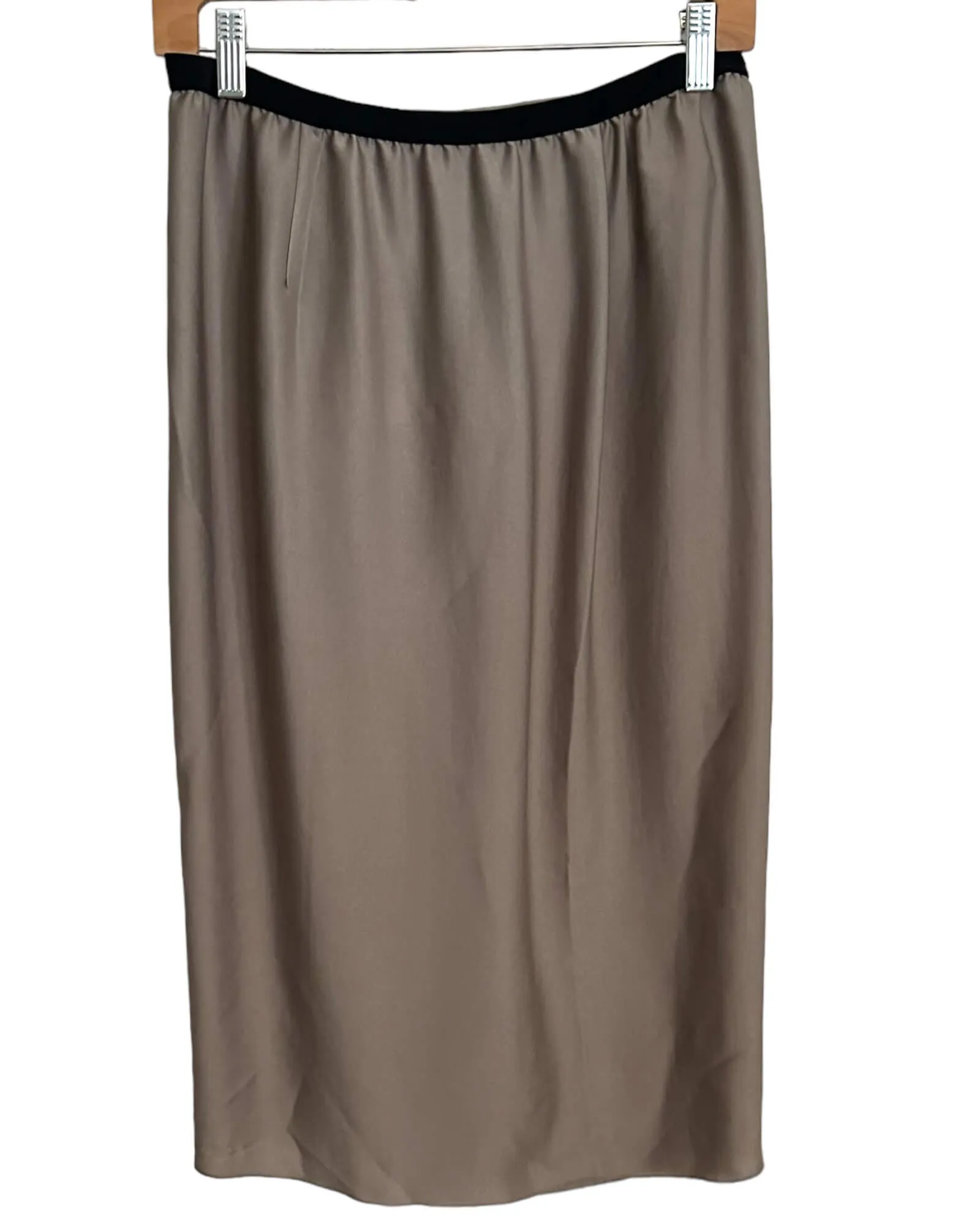 Warm Autumn Putty Gray Ruffle Midi Skirt