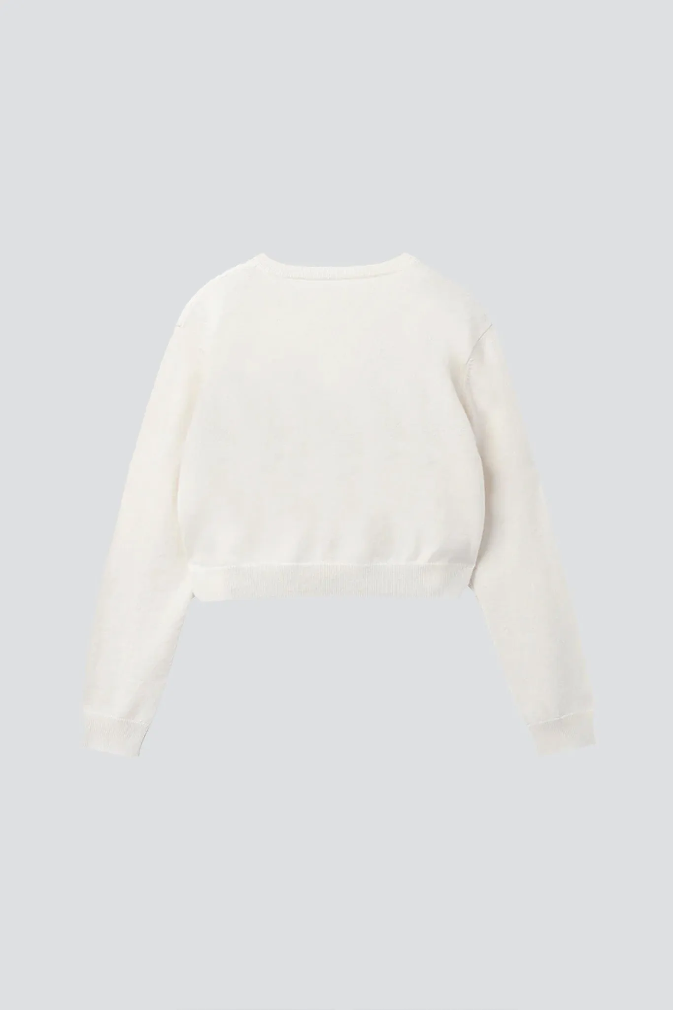 White Cashmere Crop Long Sleeve Sweater