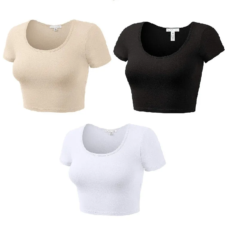 White Crop Top Short Sleeve for Women