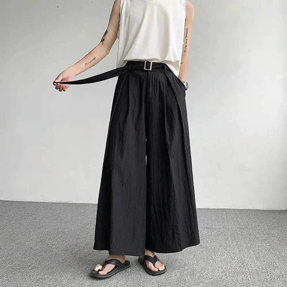 Wiaofellas  -  Japanese Casual Wide-leg Pants Men's Summer Quick-drying Loose Casual Pants Fashion Samurai Skirt Trousers Festival Costumes