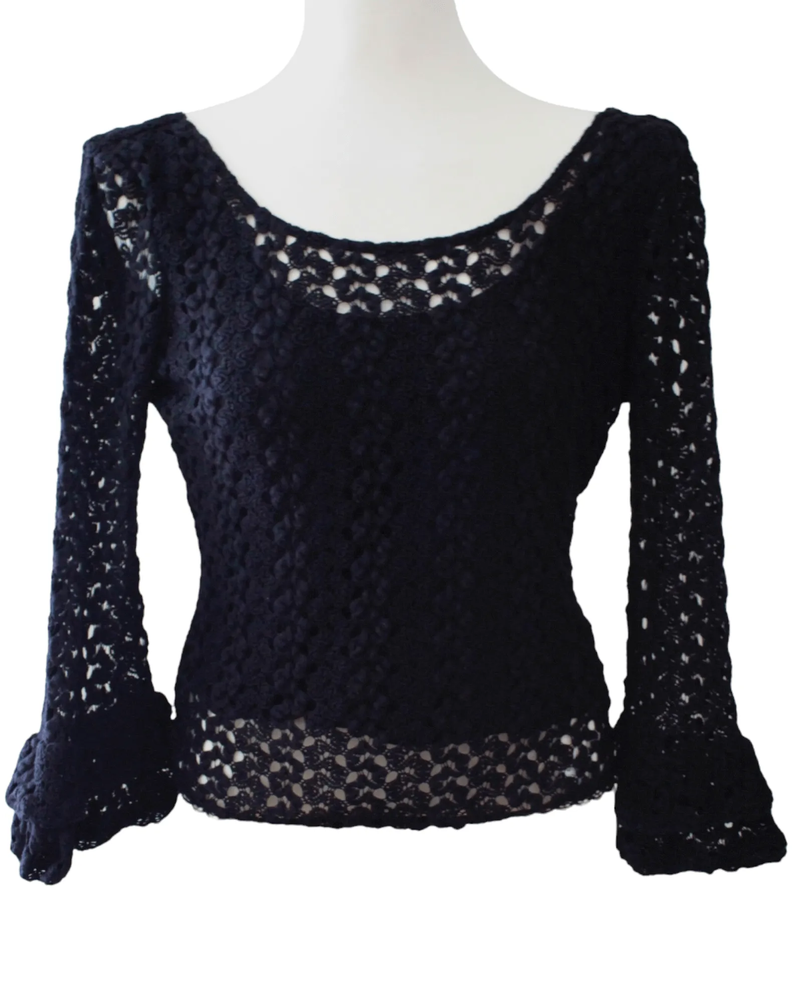 Winter Black Cropped Bell Sleeve Sweater