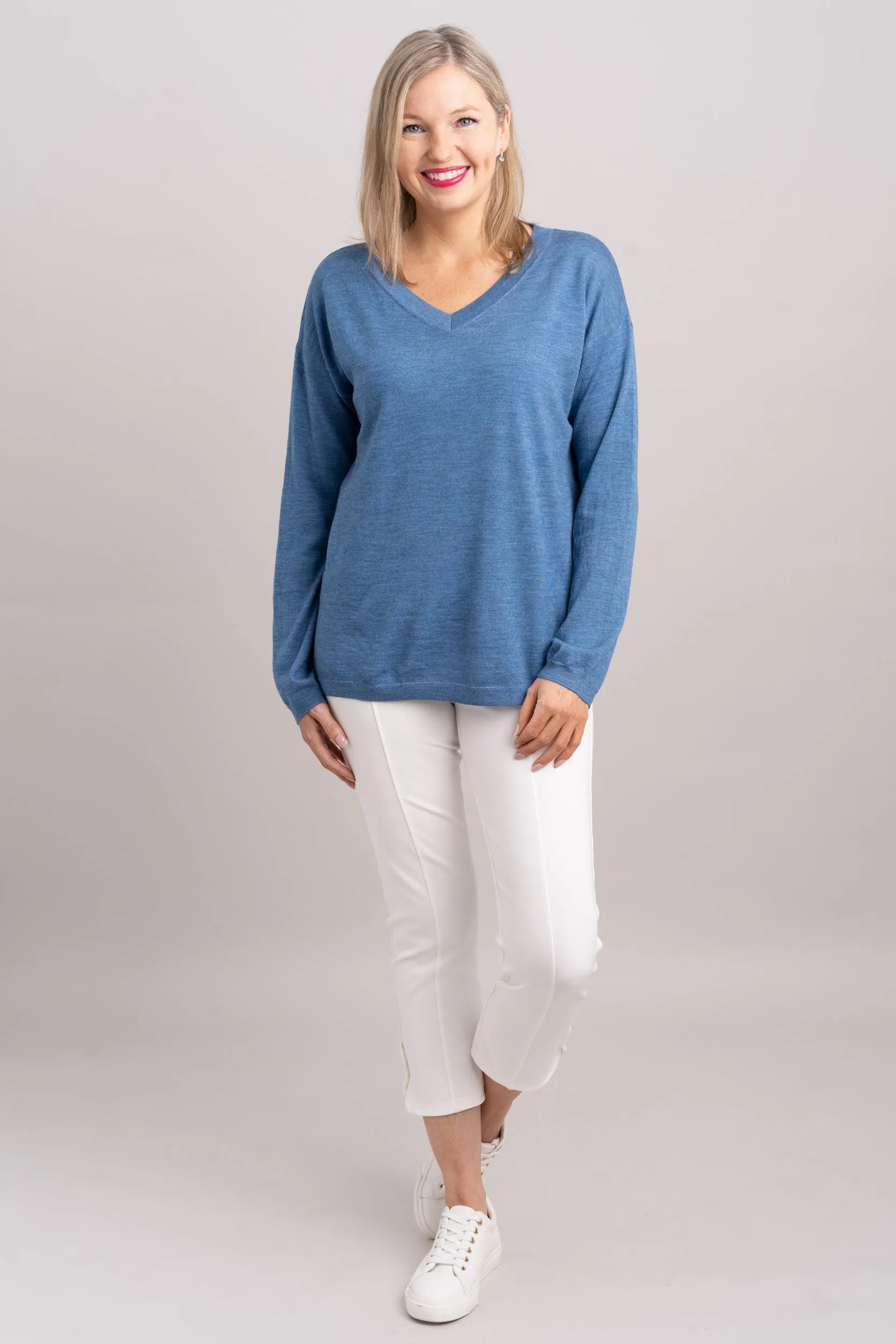 Wishes Sweater, Lake Blue, 100% Merino Wool