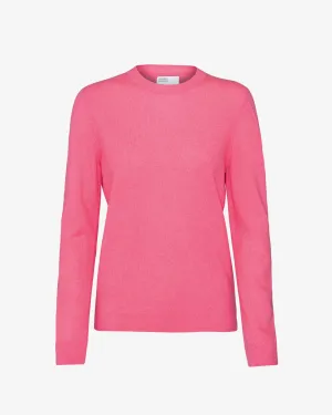 Women Light Merino Wool Crew - Bubblegum Pink