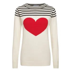 Women's beige white striped jacquard knit T-shirt