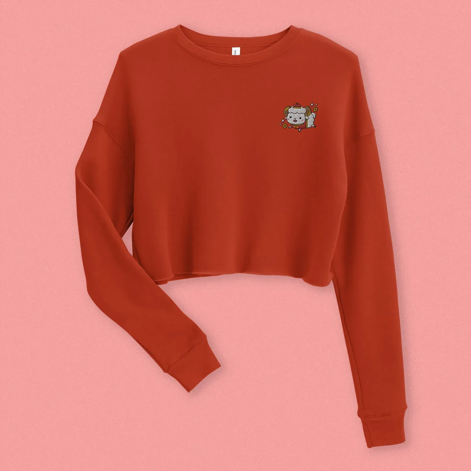 Year of the Sheep Embroidered Crop Sweatshirt